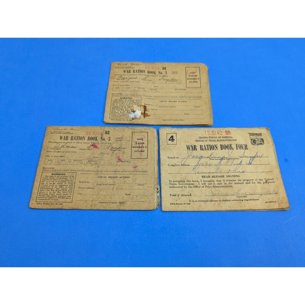 1943 WWII US War Ration Book 3 and 4 Stamps Militaria Original United States